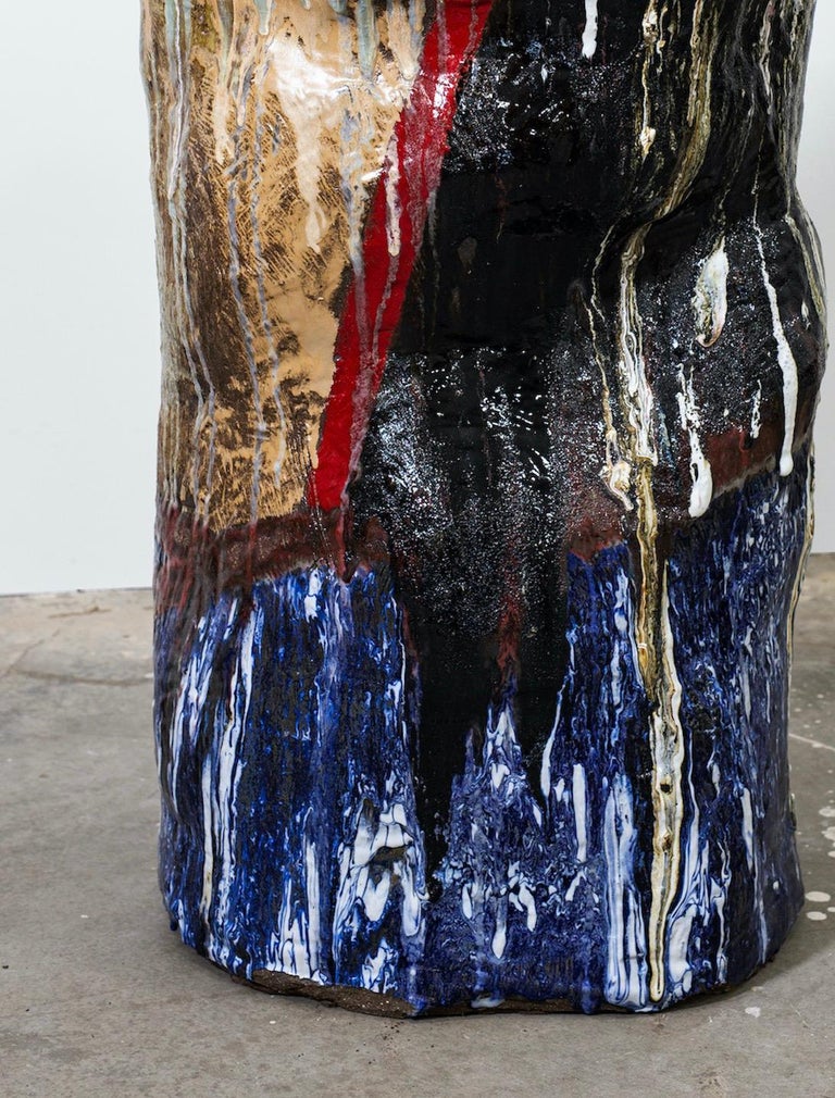 Contemporary Large Sculpture "Stone" by Galia Linn, Floor Sculpture Clay For Sale at 1stDibs