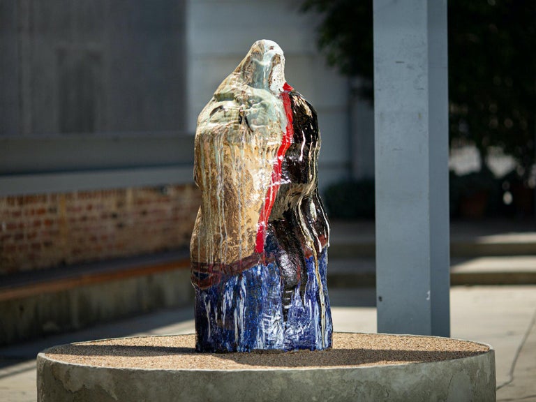 Contemporary Large Sculpture "Stone" by Galia Linn, Floor Sculpture Clay For Sale at 1stDibs