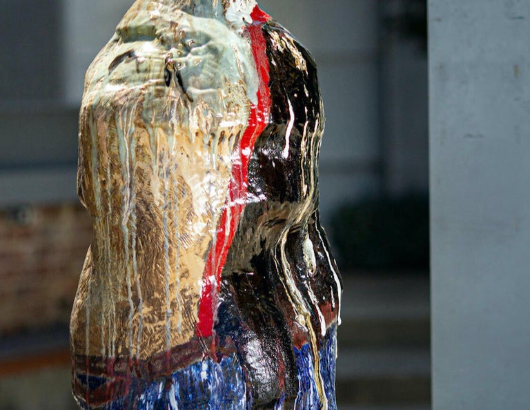 Contemporary Large Sculpture "Stone" by Galia Linn, Floor Sculpture Clay For Sale at 1stDibs