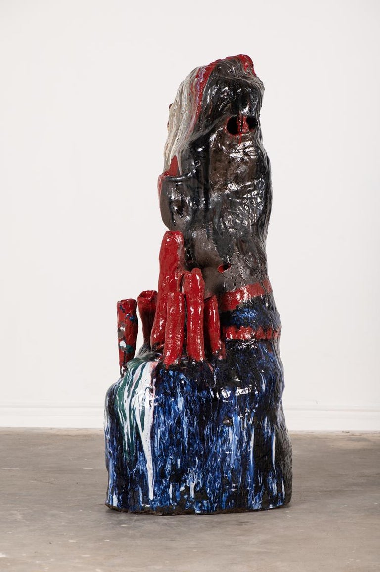 Contemporary Large Sculpture "Stone II" by Galia Linn, Floor Sculpture Clay For Sale at 1stDibs