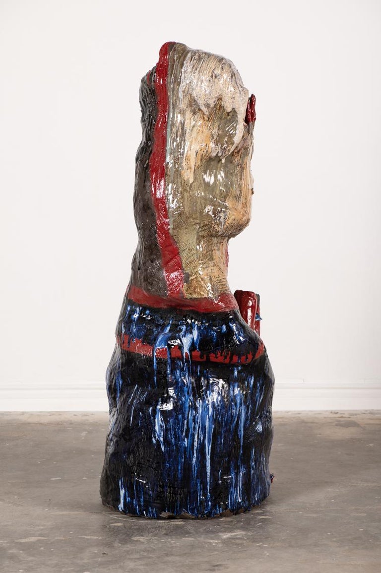 Contemporary Large Sculpture "Stone II" by Galia Linn, Floor Sculpture Clay For Sale at 1stDibs