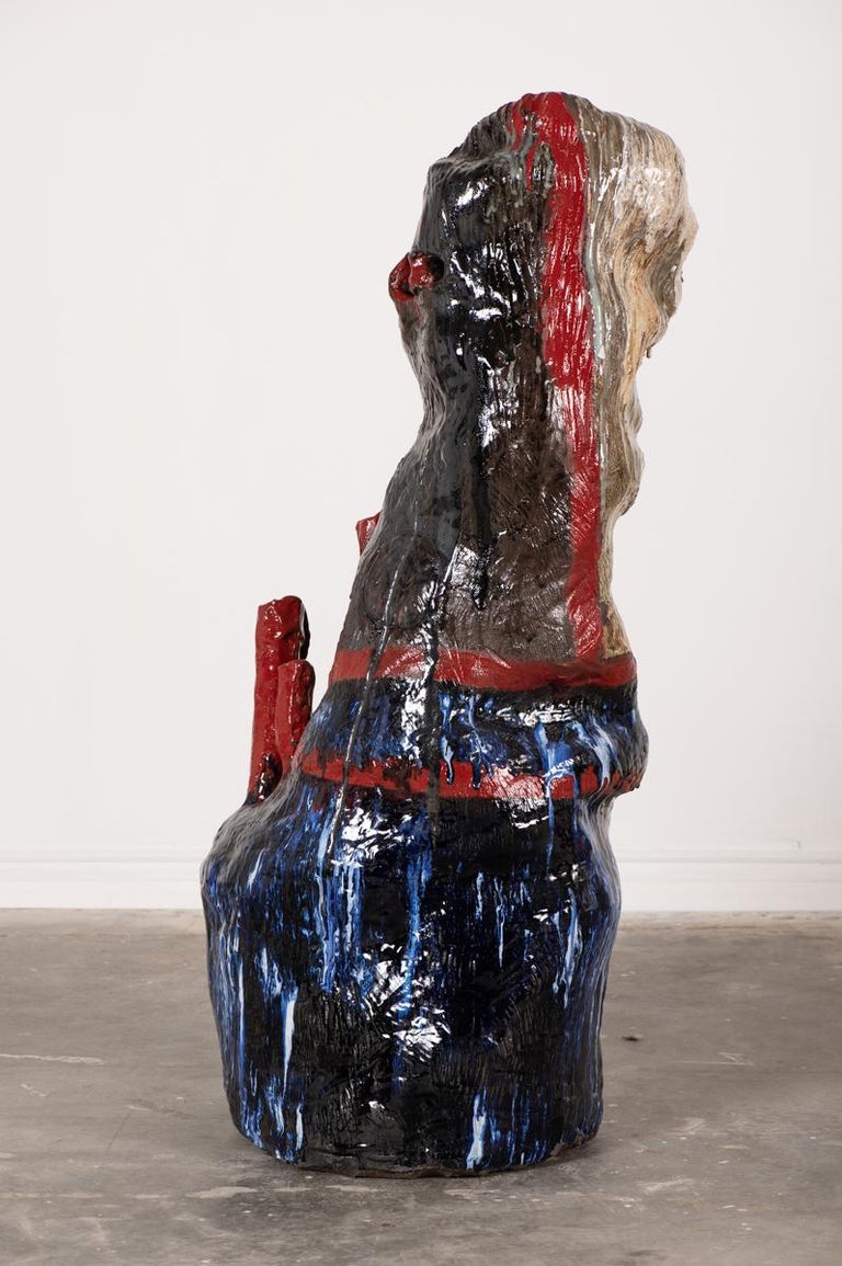 Contemporary Large Sculpture "Stone II" by Galia Linn, Floor Sculpture Clay For Sale at 1stDibs