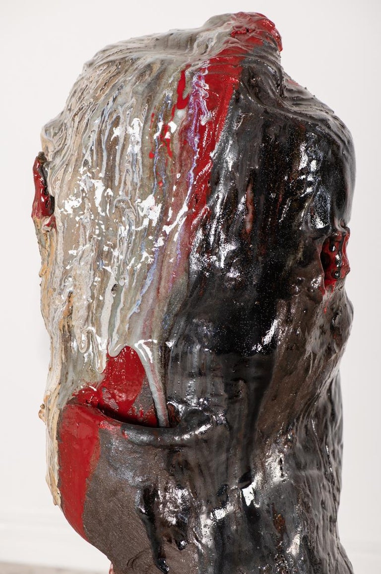 Contemporary Large Sculpture "Stone II" by Galia Linn, Floor Sculpture Clay For Sale at 1stDibs