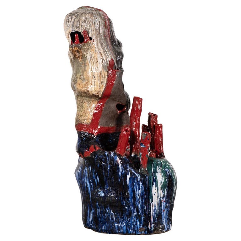 Contemporary Large Sculpture "Stone II" by Galia Linn, Floor Sculpture Clay For Sale at 1stDibs