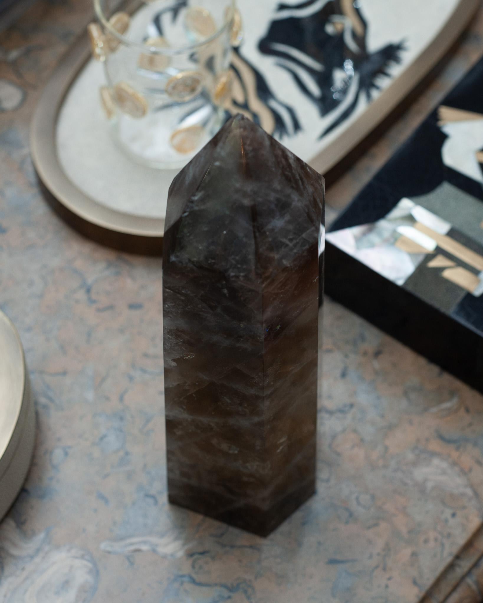 American Contemporary Large Smoky Quartz Obelisk / Crystal Point