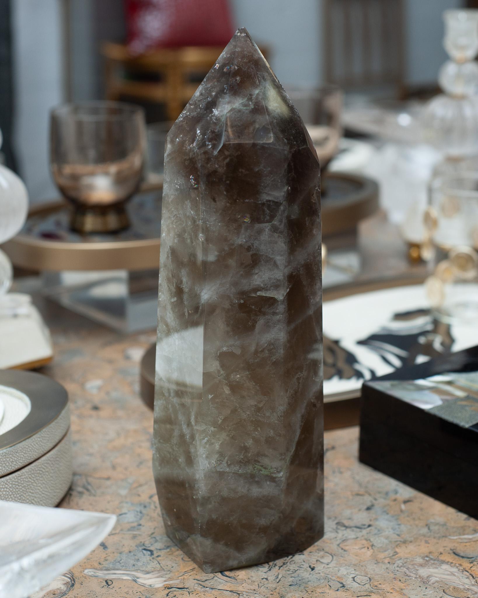 Contemporary Large Smoky Quartz Obelisk / Crystal Point 1