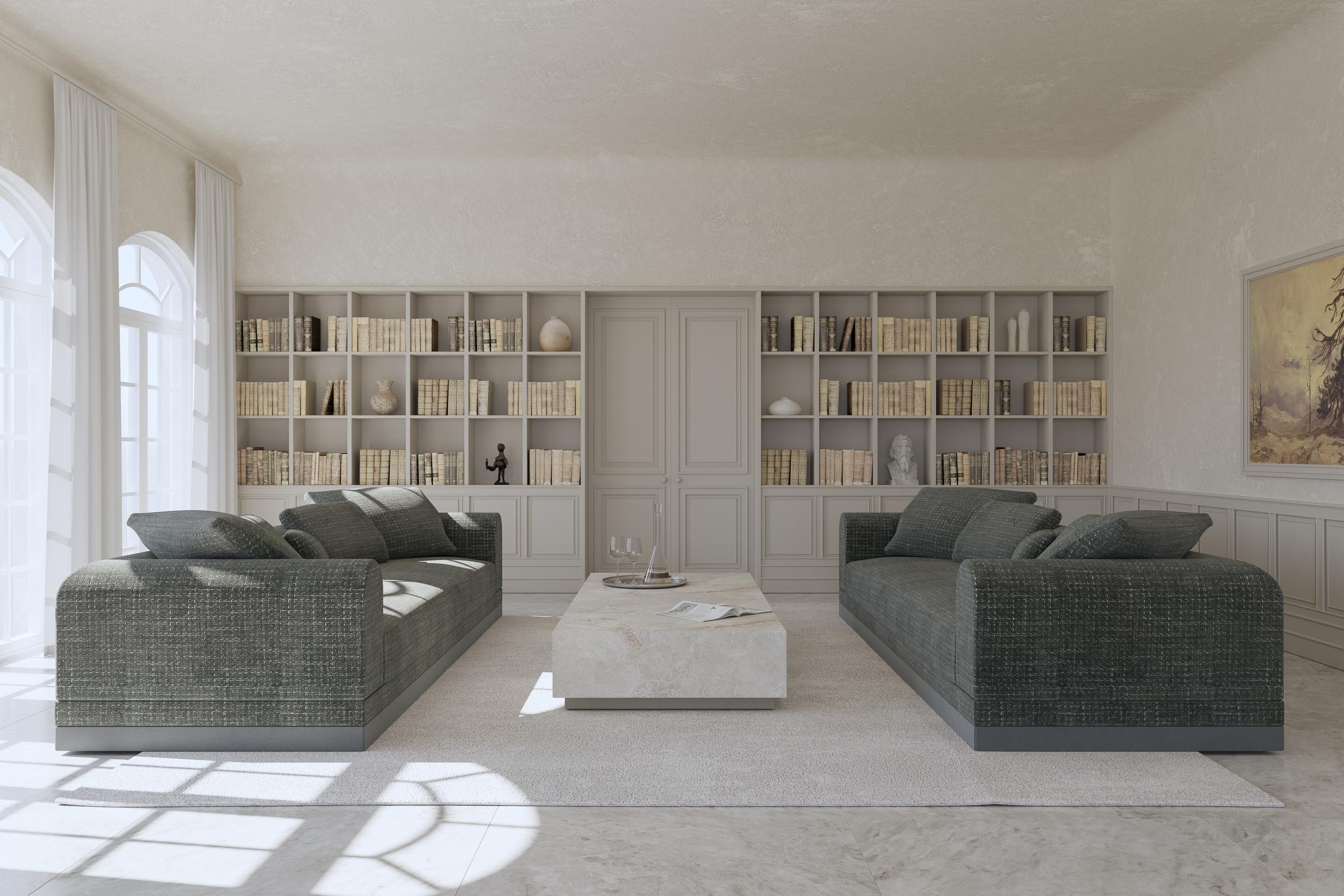 Zeitgenössisches großes Sofa 'Aqueduct' von Poiat, Fox 02, niedriger Sockel im Angebot 1