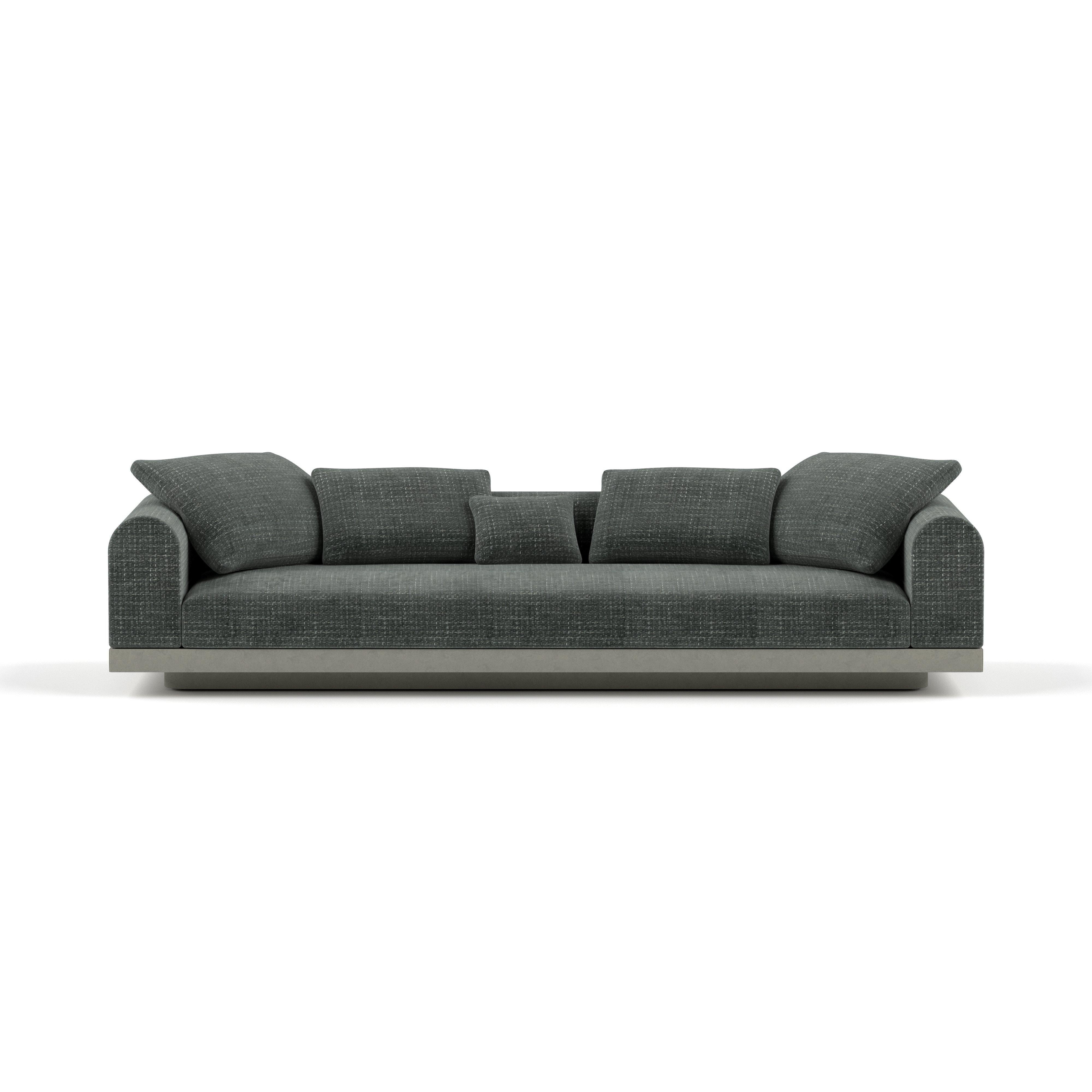 Contemporary Large Sofa 'Aqueduct' by Poiat, Pergamena 017, High Plinth For Sale 5