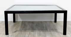 Contemporary Large Square Black Pastel & Glass Coffee Table Artist Lois Teicher