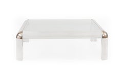 Contemporary Large Square Lucite Coffee Table