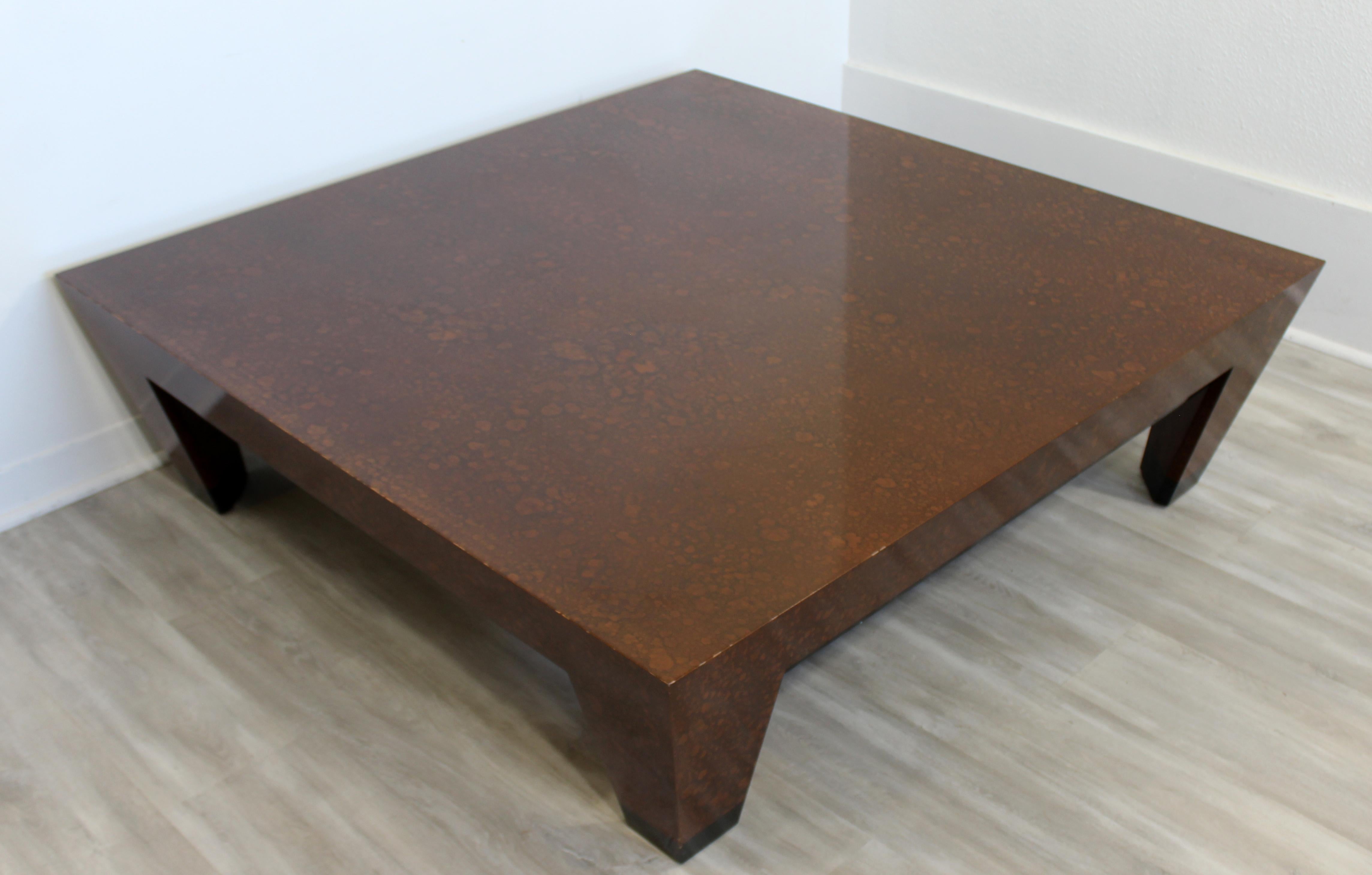 Contemporary Large Square William Spitzer Low Wood Coffee Table, 1980s In Good Condition In Keego Harbor, MI