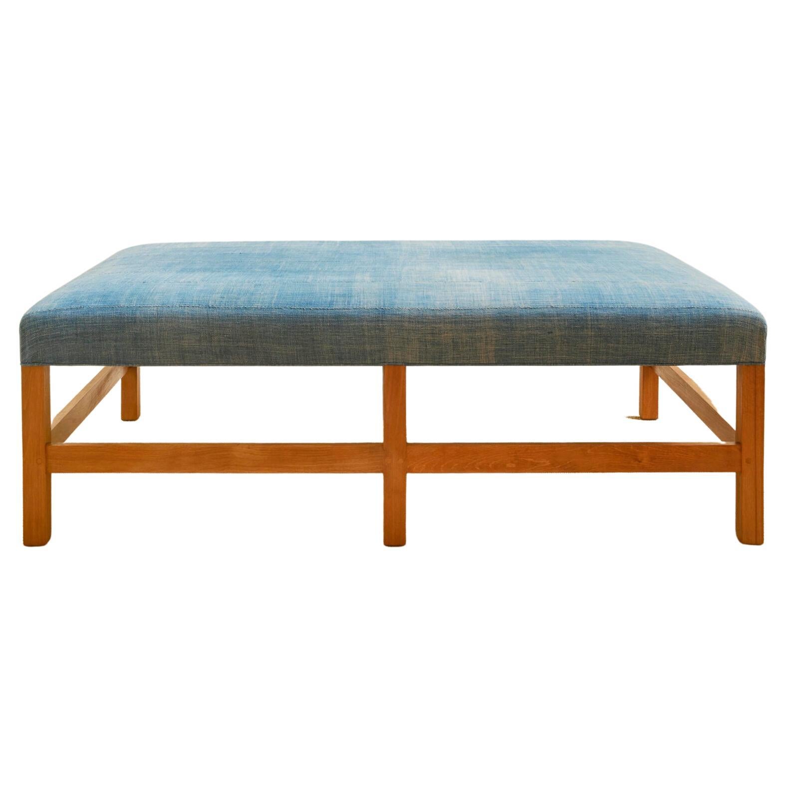 Contemporary Large Stool Upholstered with Vintage African Textile, Belgium