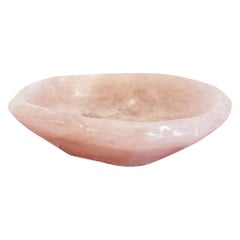 Contemporary Large and Thick Rose Quartz Crystal Bowl