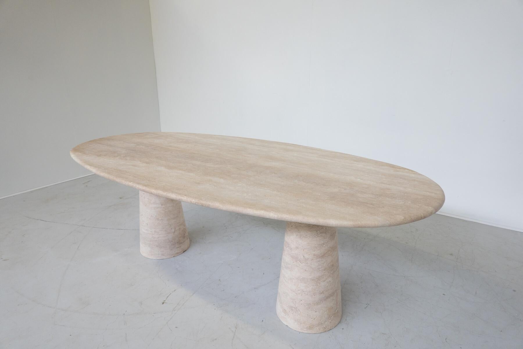 Contemporary Large Travertine Dining Table For Sale 4