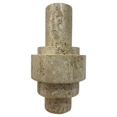 Contemporary Large Travertine Sculptural Geometric Post Modern Style Vase