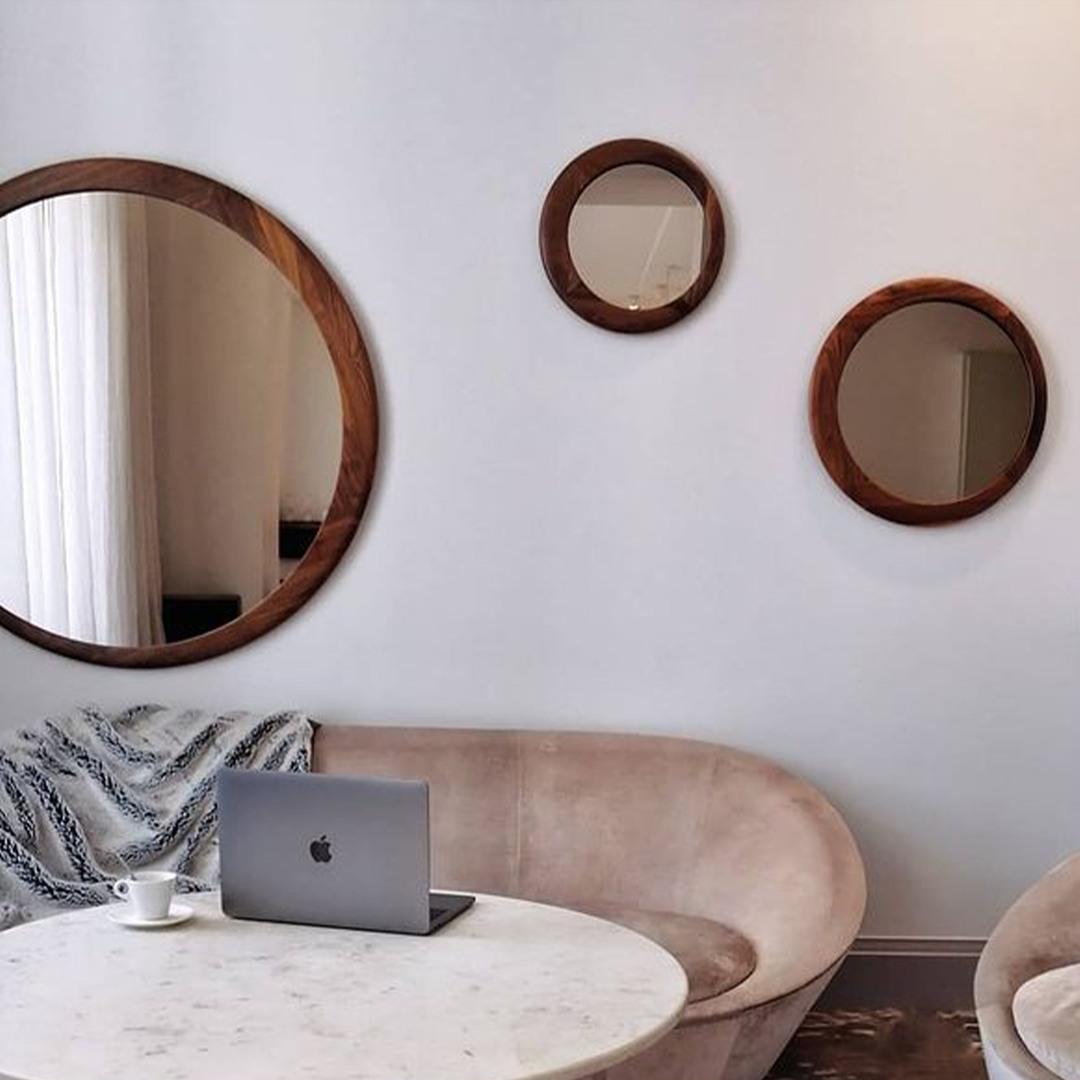 Contemporary Large Wall Mirror with Wooden Frame For Sale 9