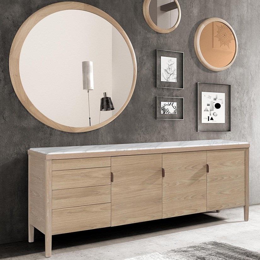 Contemporary Large Wall Mirror with Wooden Frame For Sale 3