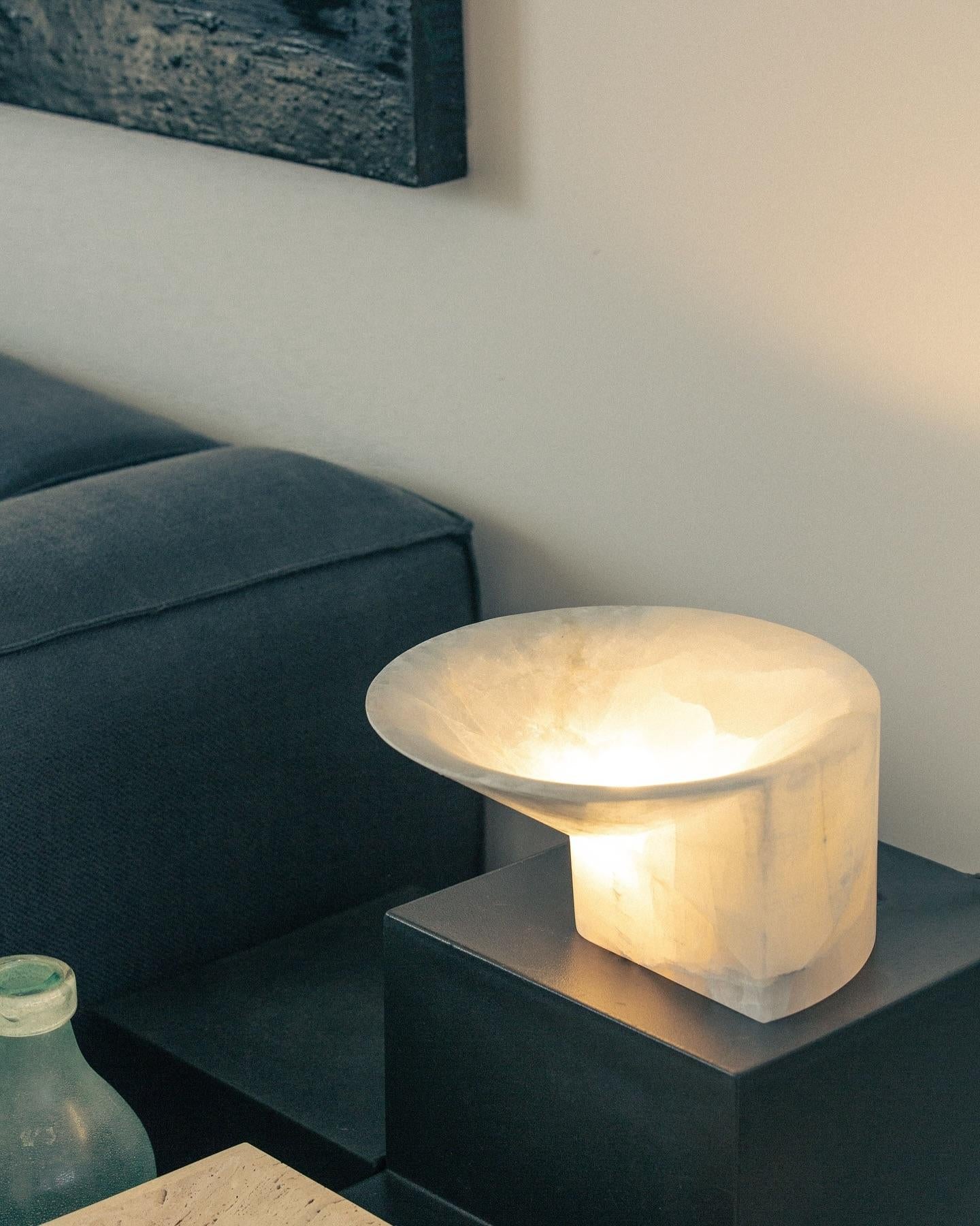 Contemporary Large White Alabaster Uplight by Henry Wilson For Sale 2
