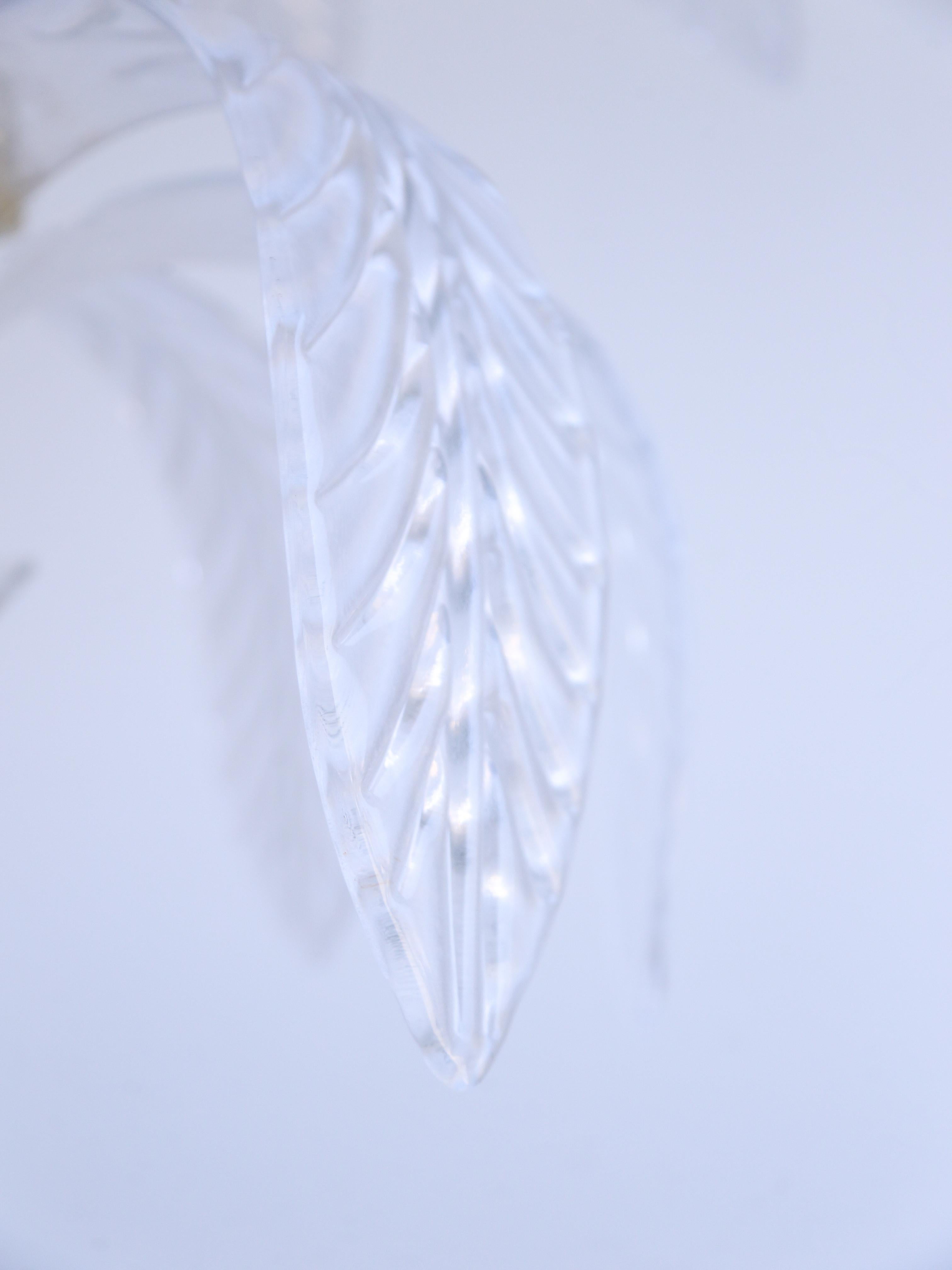 Contemporary Large White Murano Glass & Brass Floor Palm Lamp im Angebot 5