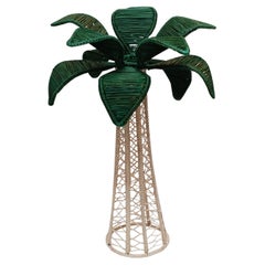 Contemporary Large Woven Rattan Palm Tree 