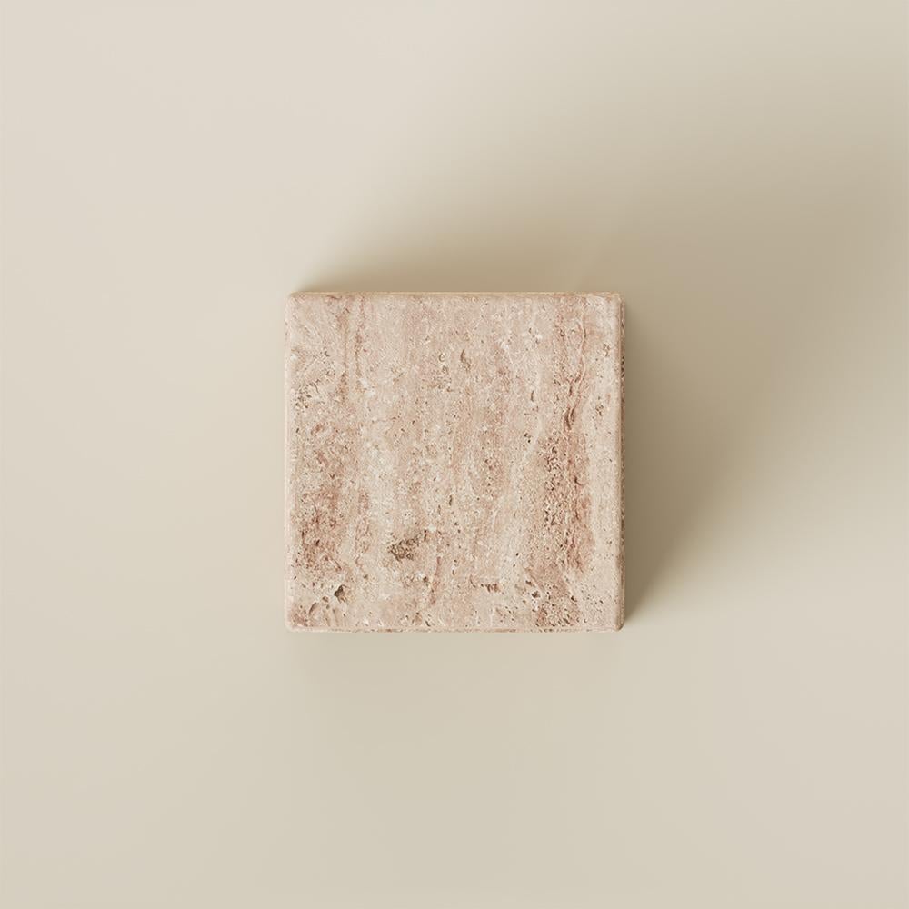 Moderne Table basse contemporaine en marbre travertin Lätt 01 en vente