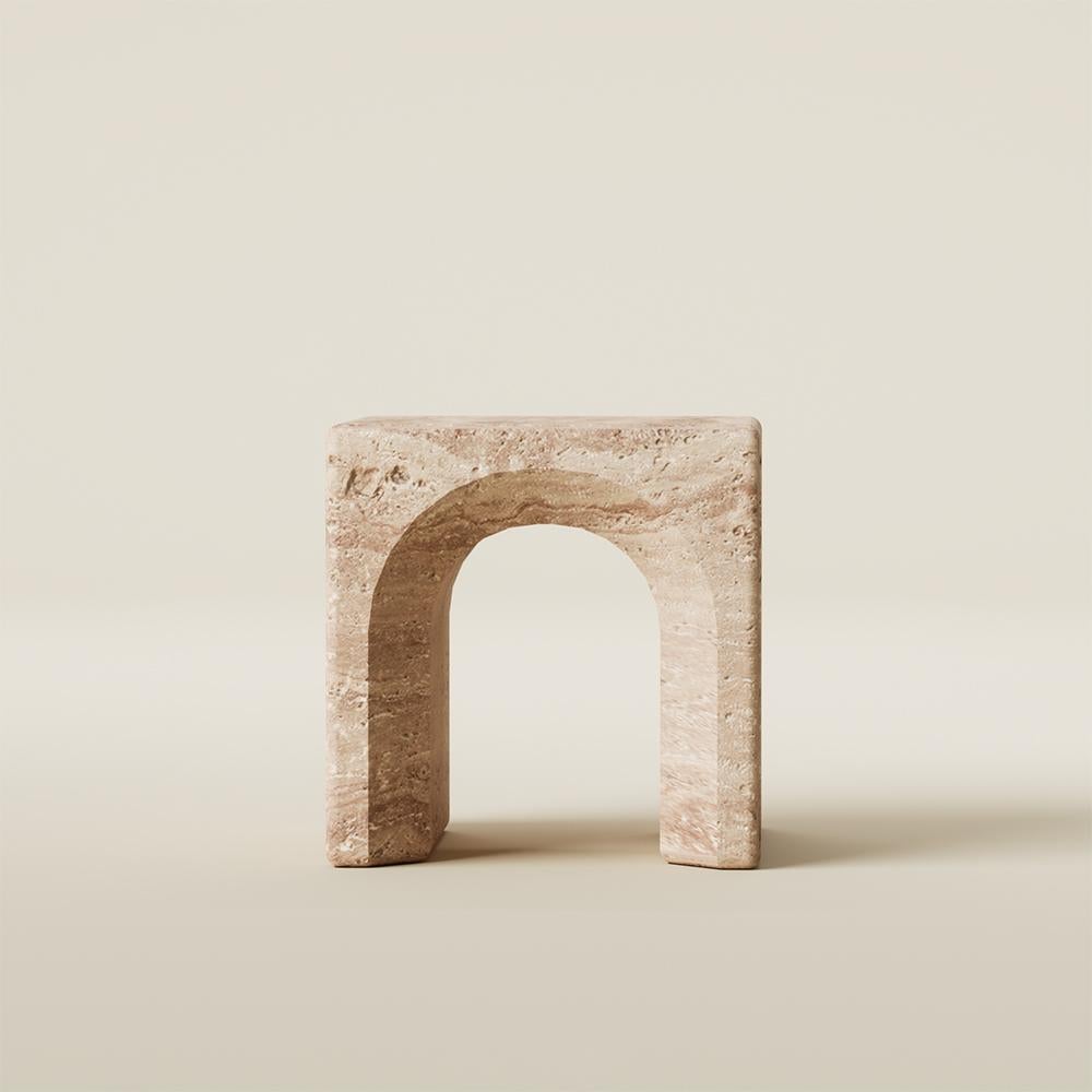 Mexicain Table basse contemporaine en marbre travertin Lätt 01 en vente