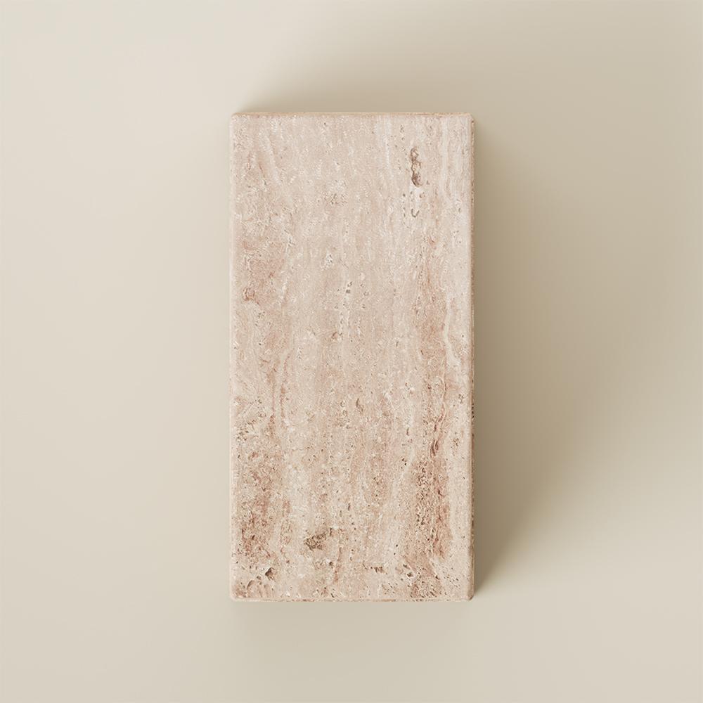Mexicain Table basse contemporaine en marbre travertin Lätt 03 en vente