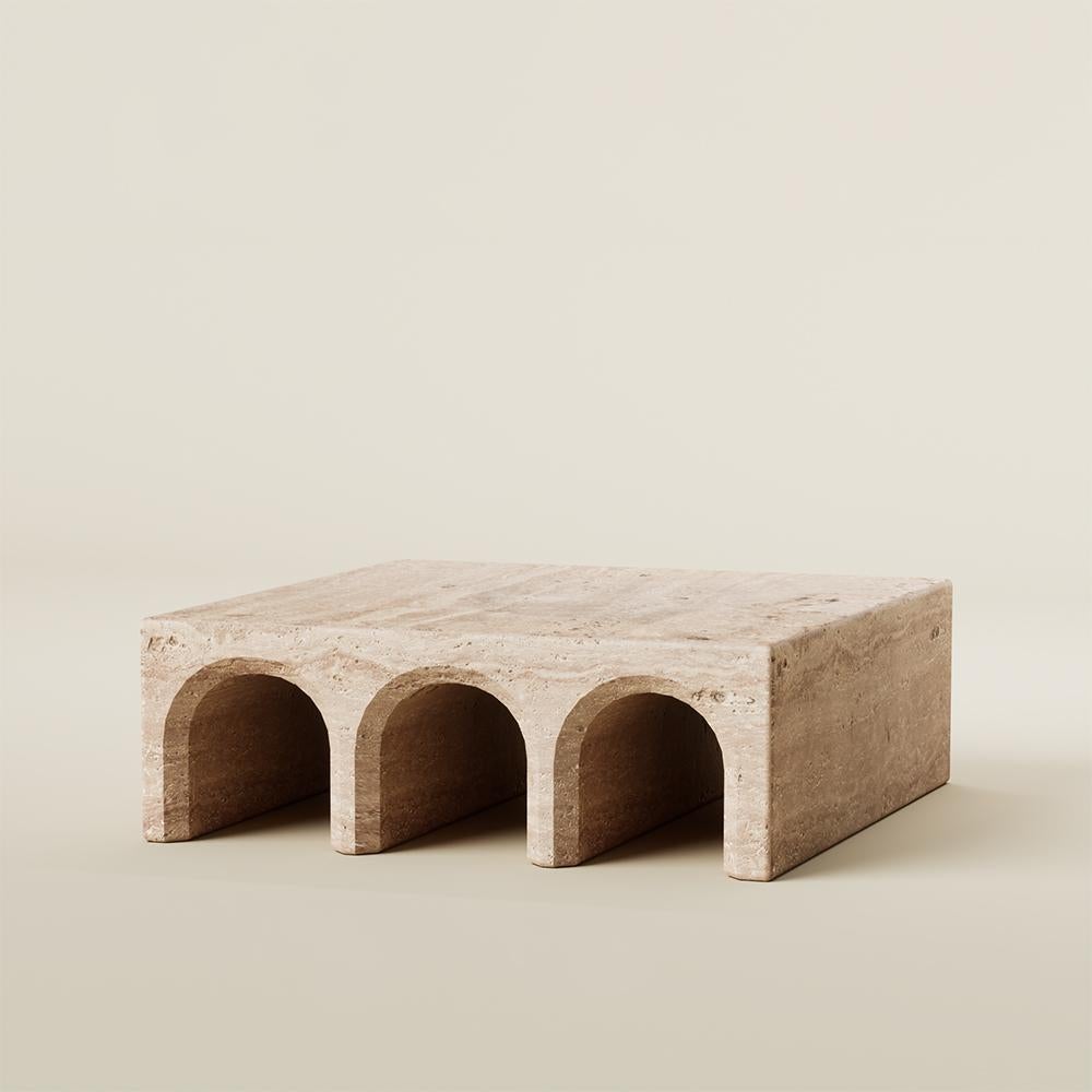 Hand-Crafted Contemporary Lätt 04 Travertine Marble Coffee Table For Sale