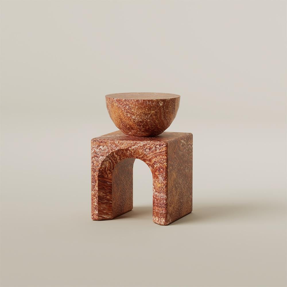 Mexican Contemporary Lätt Red Onyx Low Side Table For Sale