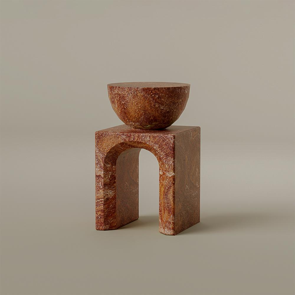 Mexican Contemporary Lätt Red Onyx Side Table For Sale