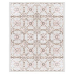 Contemporary Lattice Beige Silk Carpet "Cinnamon Lattice" by Doris Leslie Blau