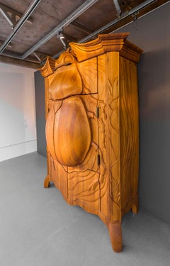 Contemporary Latvian Solid Alder Wood Cabinet "THE BEETLE" by Janis Straupe