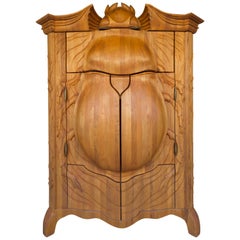 Contemporary Latvian Solid Alder Wood Cabinet "THE BEETLE" by Janis Straupe