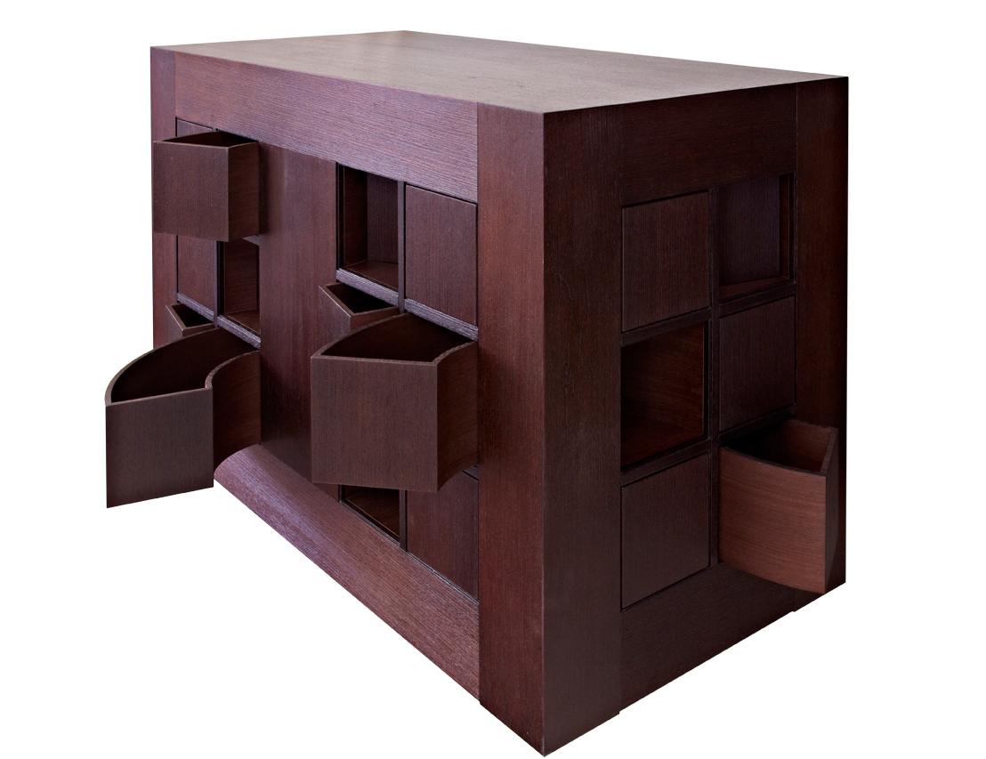 Veneer Contemporary Latvian Wenge Cube Chest of Drawers 
