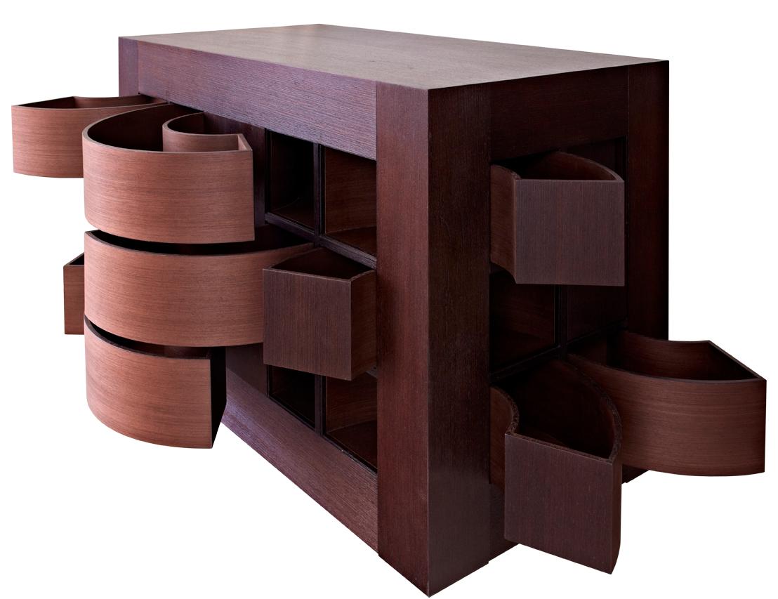 Contemporary Latvian Wenge Cube Chest of Drawers 