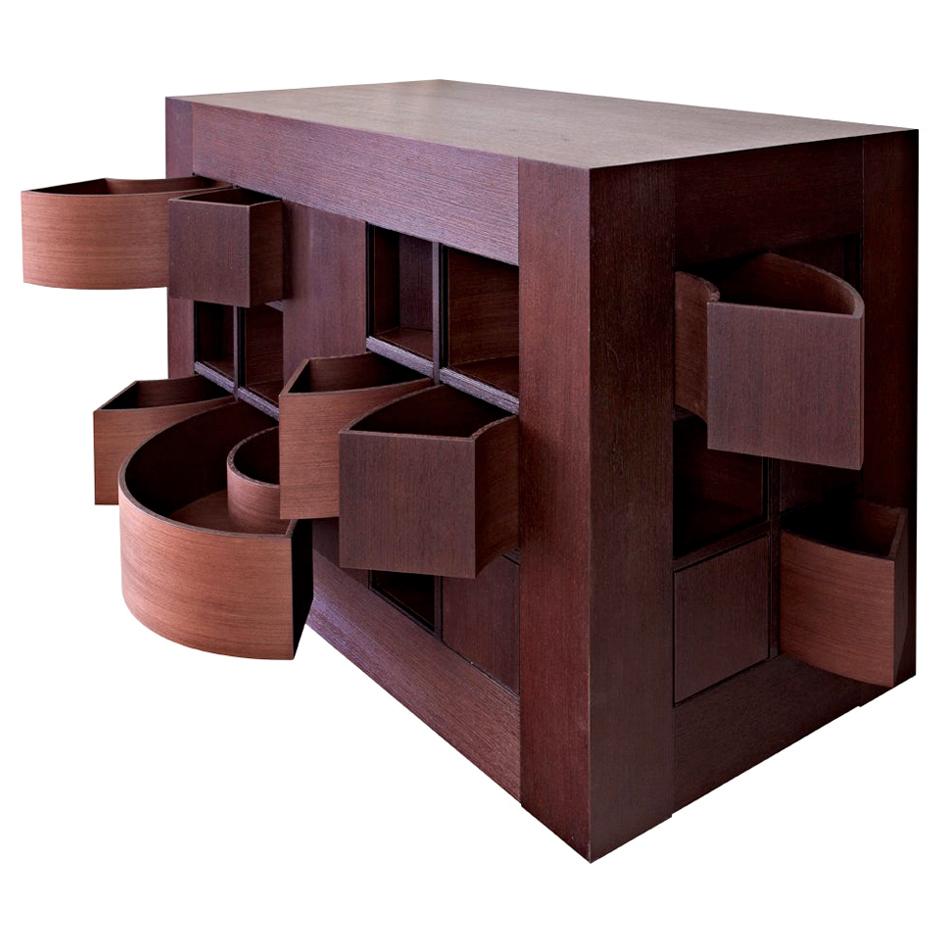 Contemporary Latvian Wenge Cube Chest of Drawers "CRES" by Janis Straupe For Sale