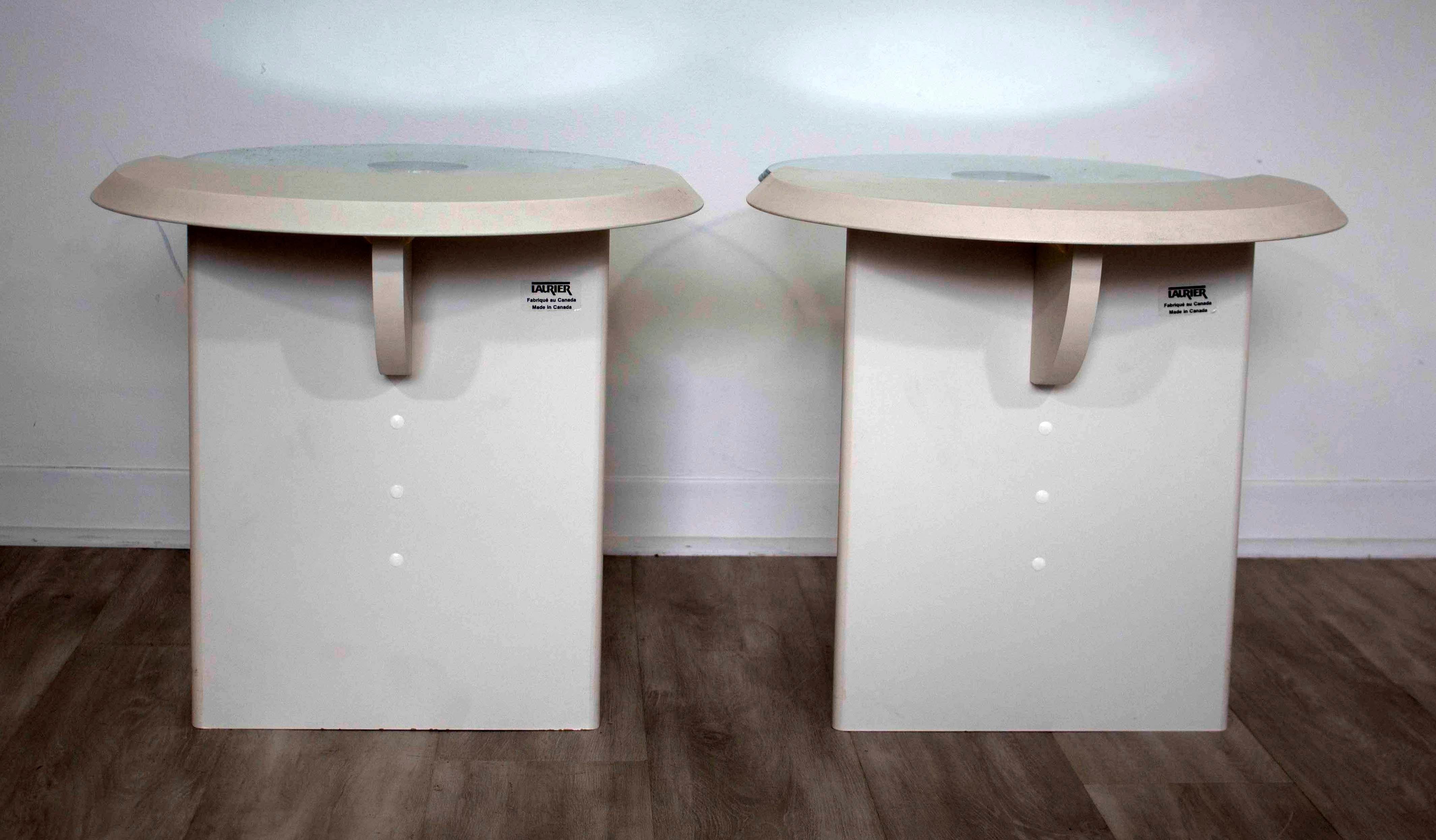 Contemporary Laurier Modernist Pair of Side Tables with Glass Top 2