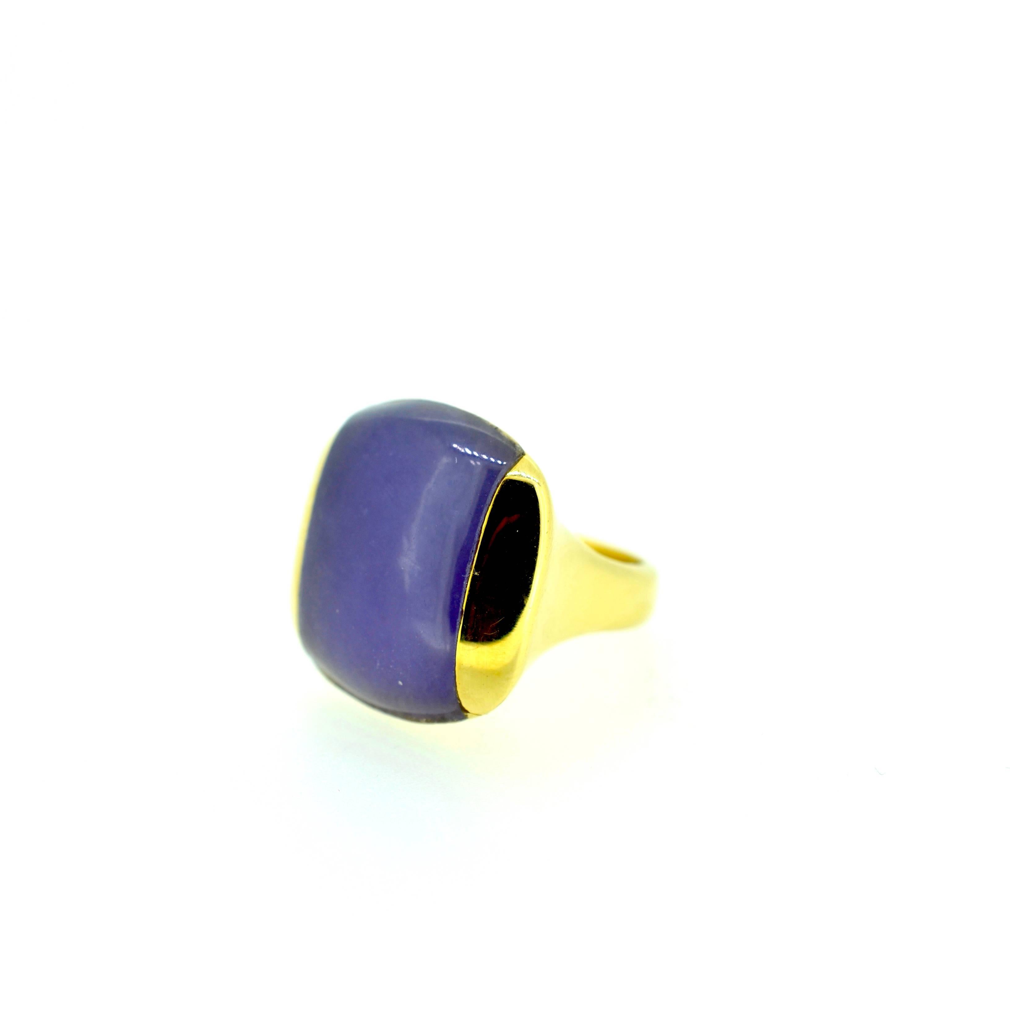 Artisan Contemporary Lavender Jade Gold Ring For Sale