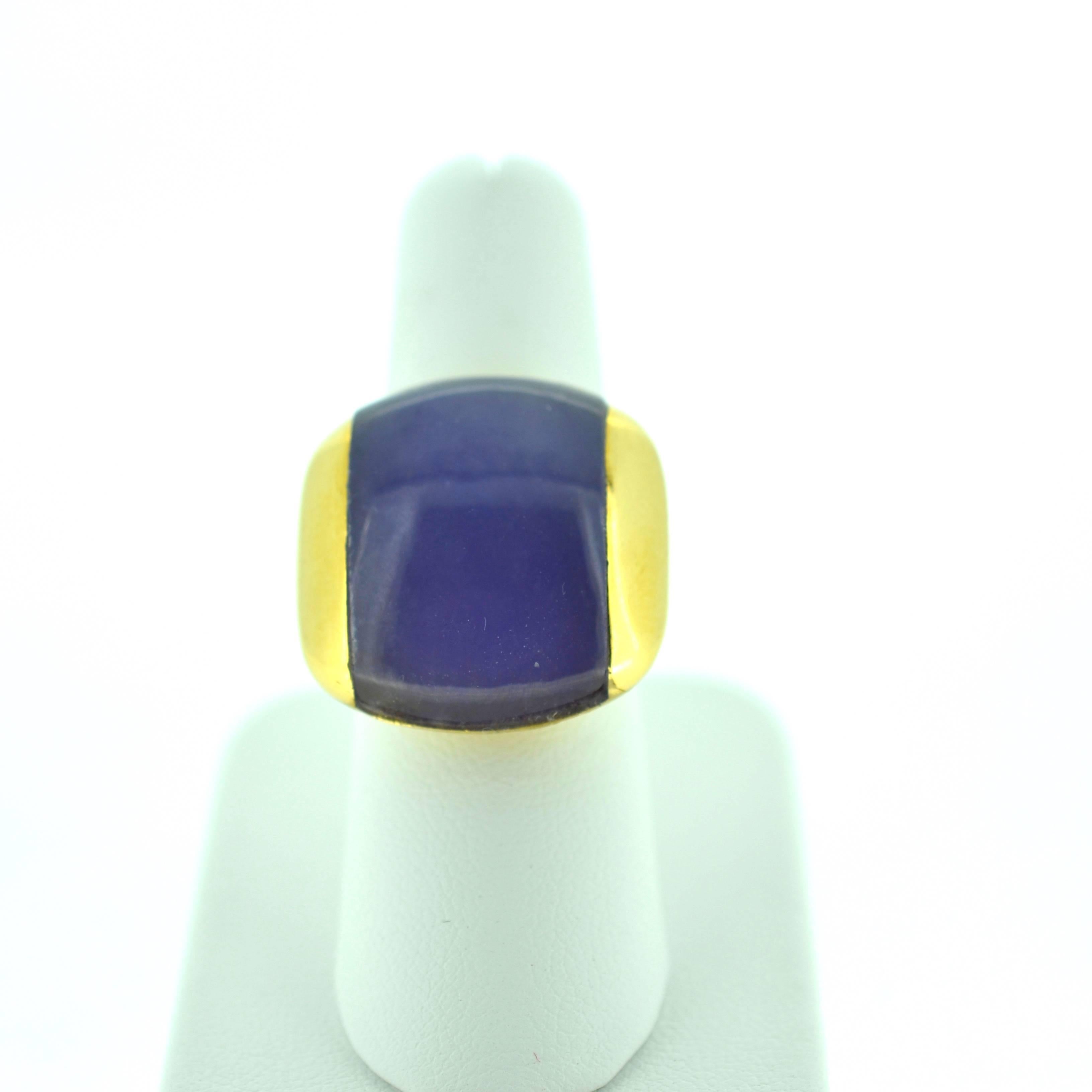 Contemporary Lavender Jade Gold Ring In New Condition For Sale In Highlands, NC