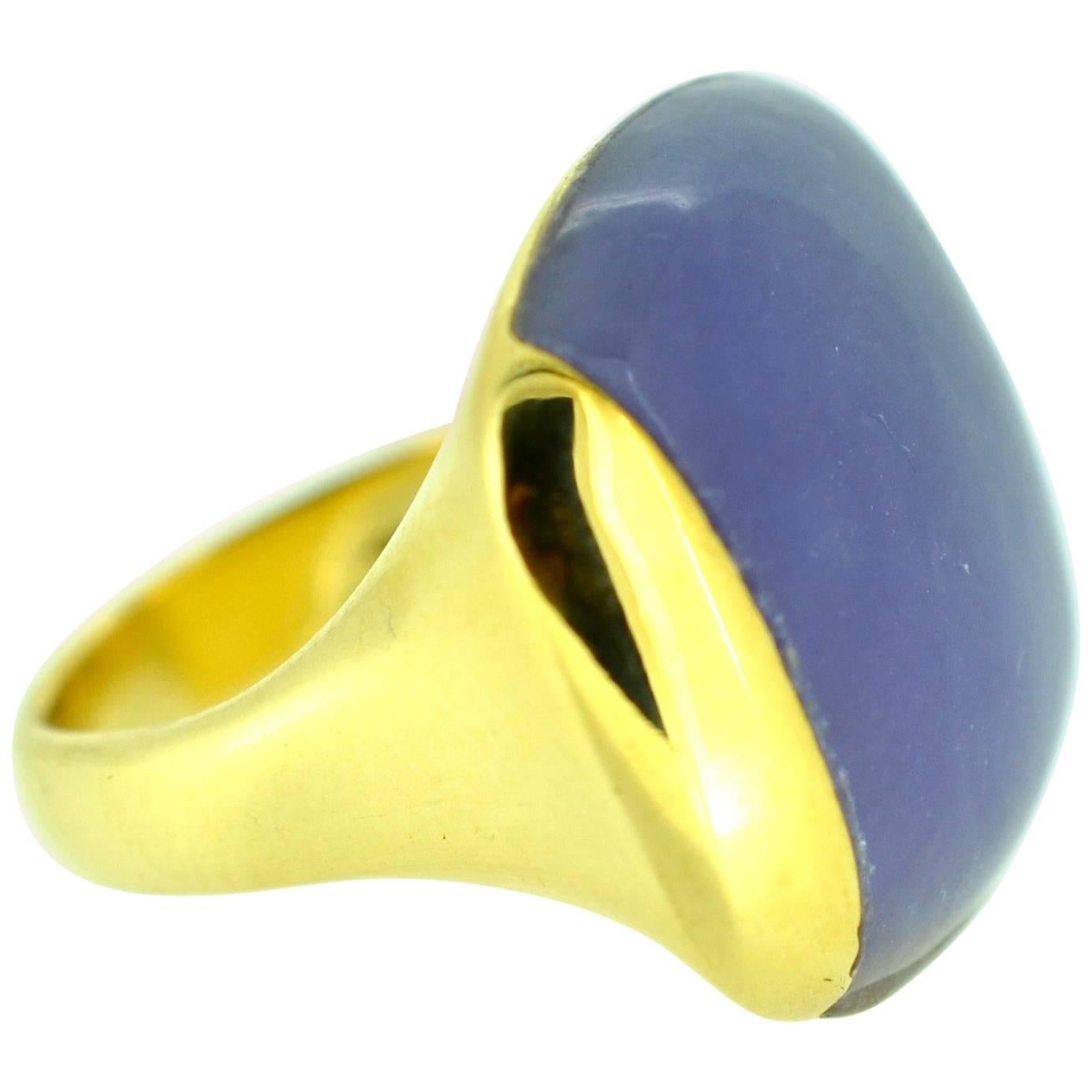 Contemporary Lavender Jade Gold Ring For Sale