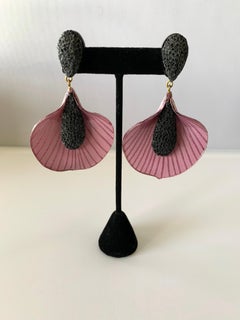 Contemporary Lavender Lily Statement Earrings