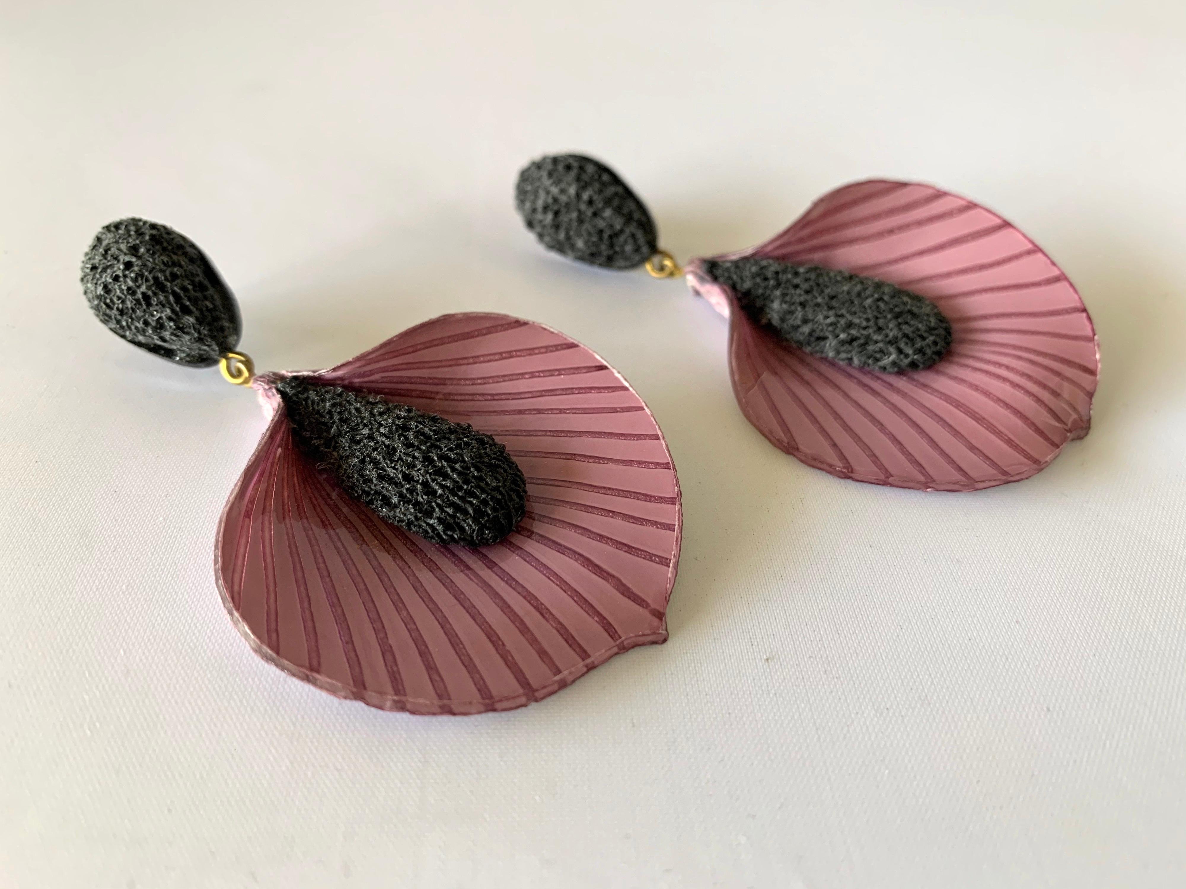 Contemporary Lavender Lily Statement Earrings  1