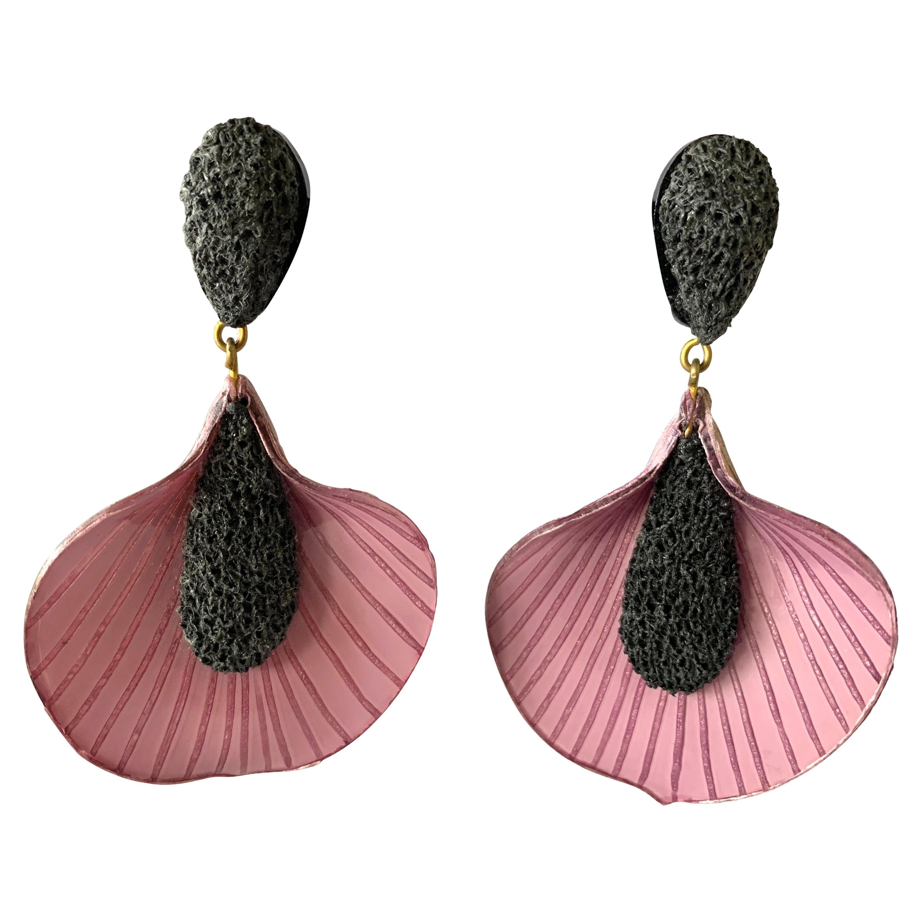 Contemporary Lavender Lily Statement Earrings 