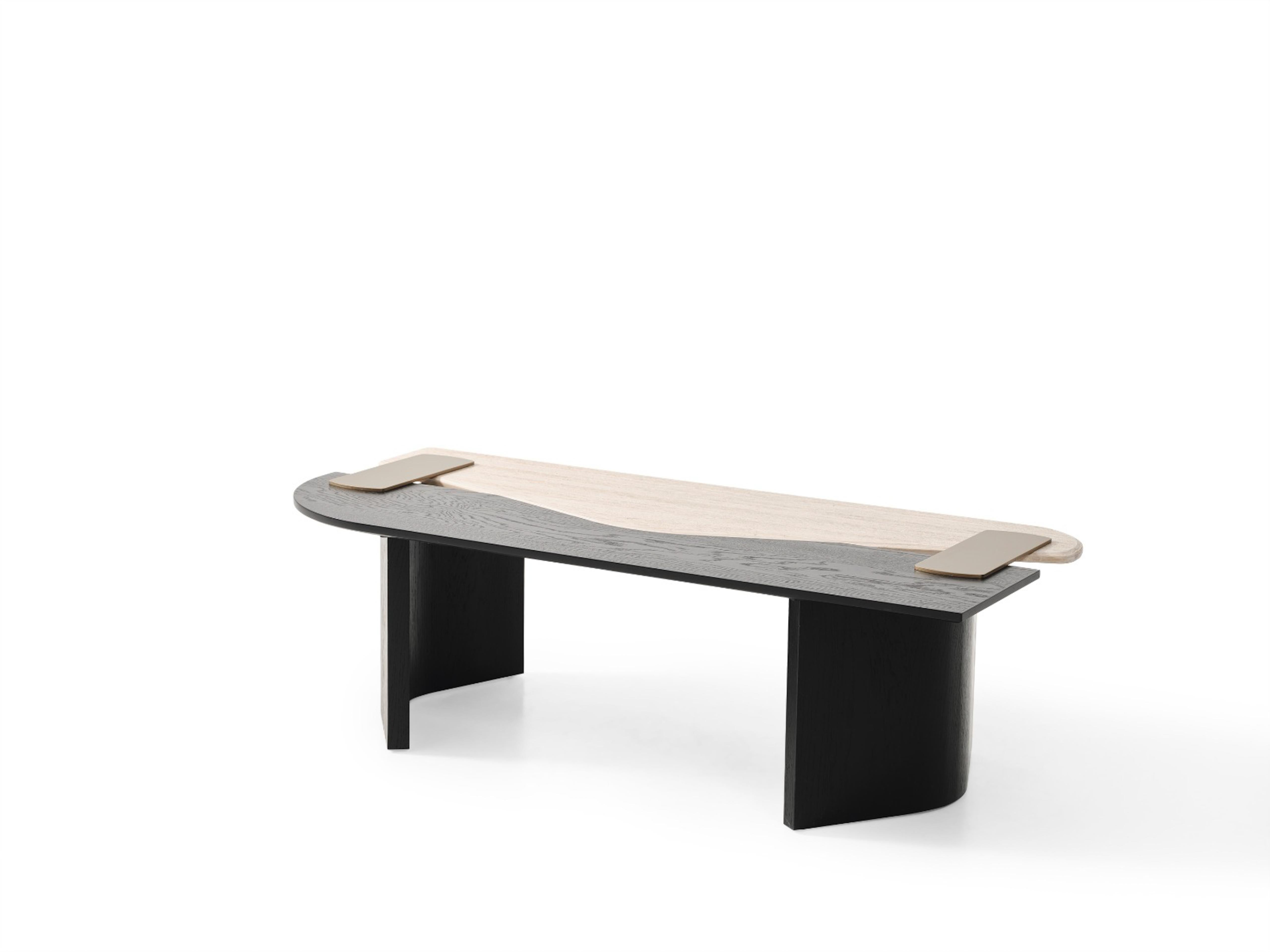 Contemporary Layered Wood Coffee Table in Sculptural Form – Handmade For Sale 2
