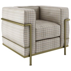 Contemporary LC2 Brass Armchair Celebrating 100 Years Bauhaus and Le Corbusier