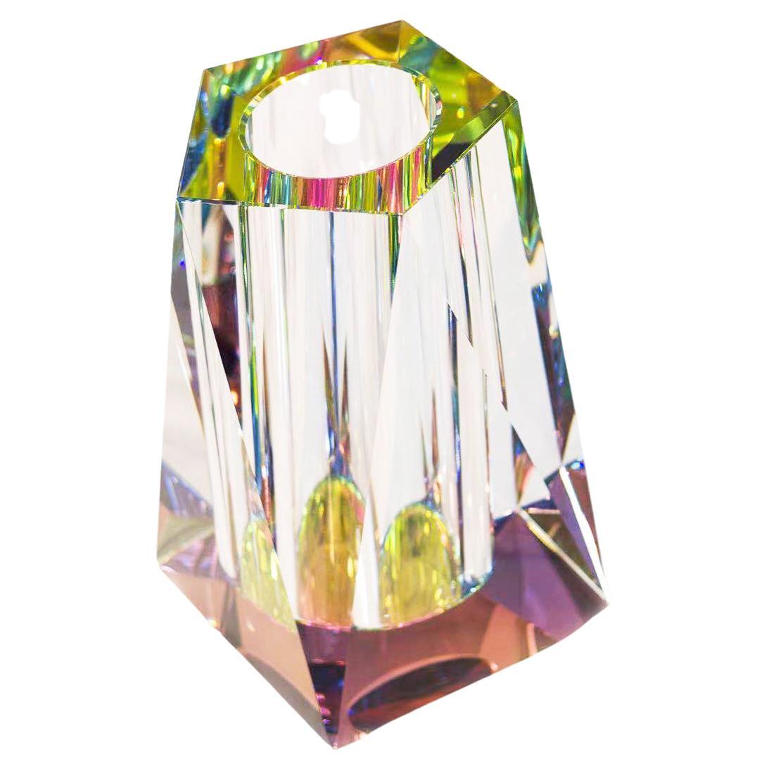REGENBOGEN: Contemporary lead crystal large vase For Sale