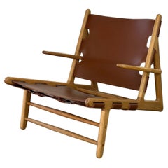 Used Contemporary leather and oak lounger