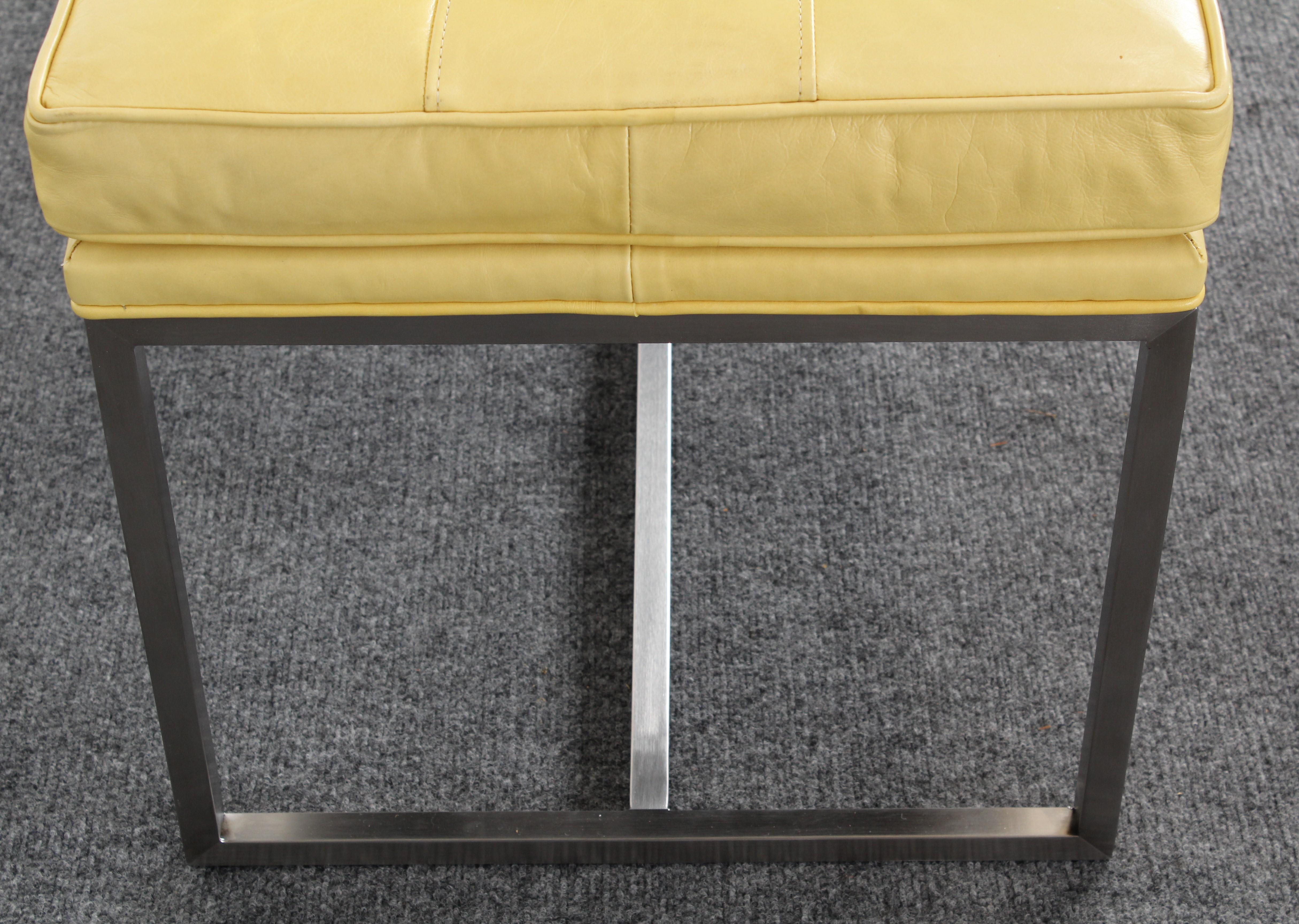 Contemporary Leather and Stainless Steel Bench, 2013 2