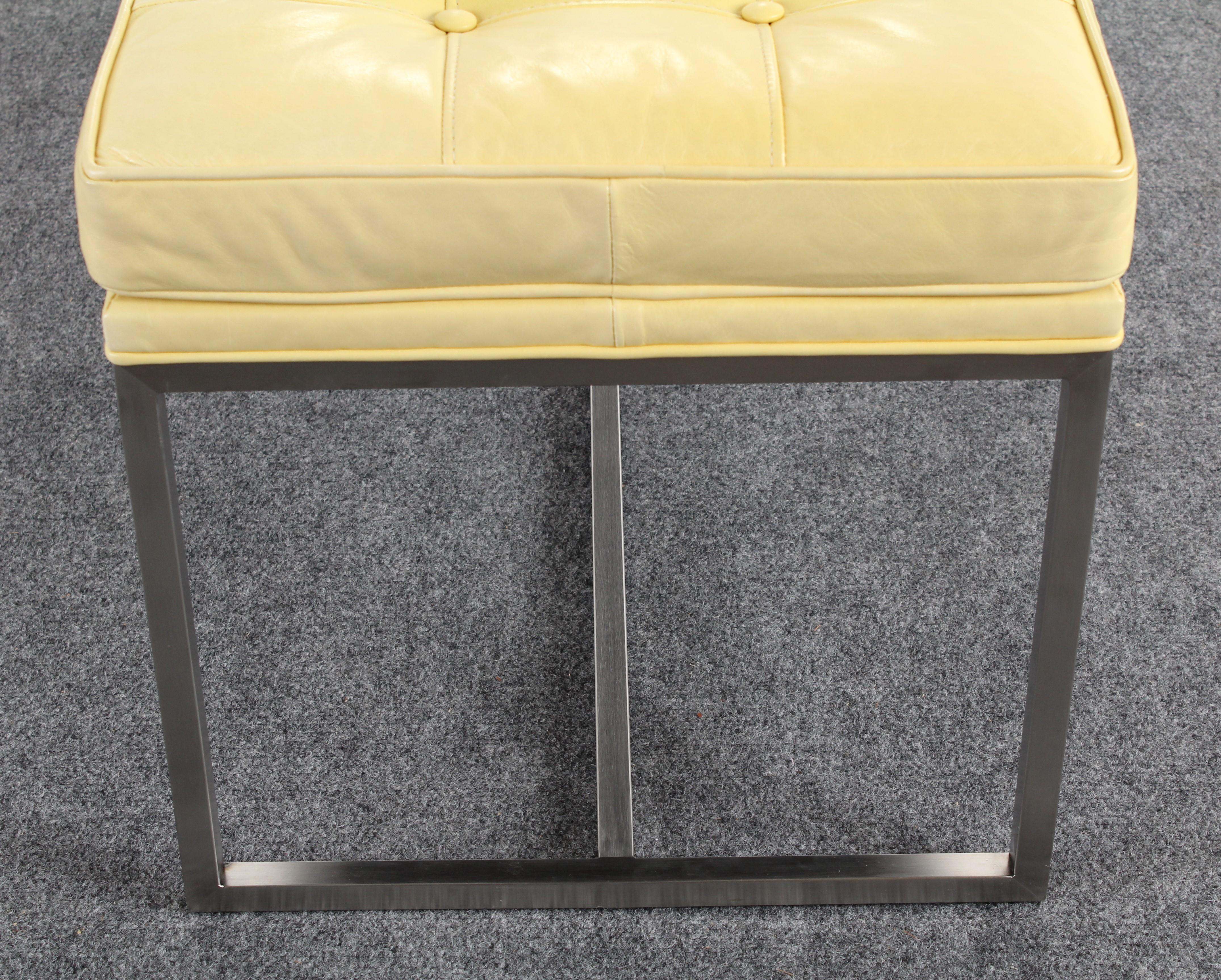 Contemporary Leather and Stainless Steel Bench, 2013 3