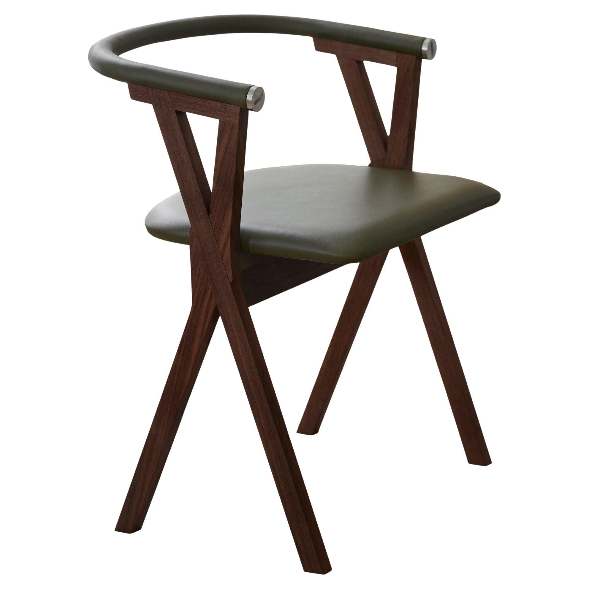 Contemporary Leather and Walnut Dining Chair by Per Soderberg